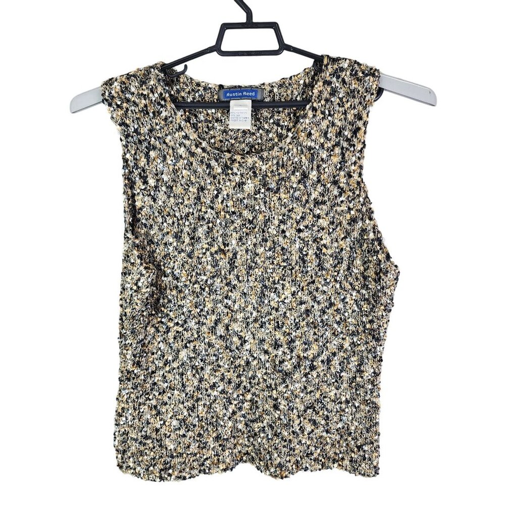 Womens Austin Reed Sleeveless Textured Tank Top Silk Blend Sleeveless Size XL